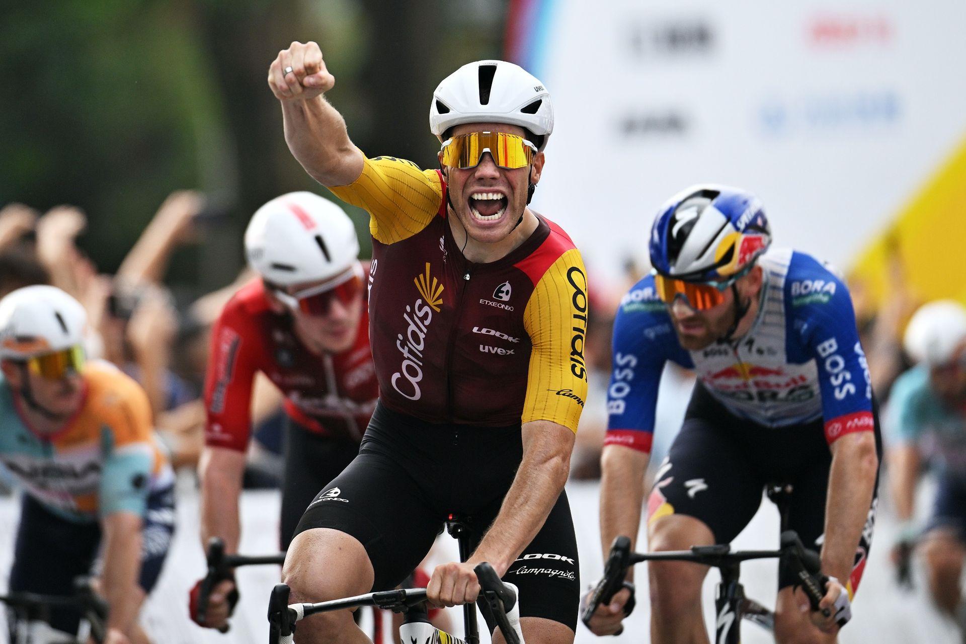 Tour of Guangxi: Milan Fretin pips Biesterbos to stage 3 victory after well-placed Paul Magnier unclips during sprint