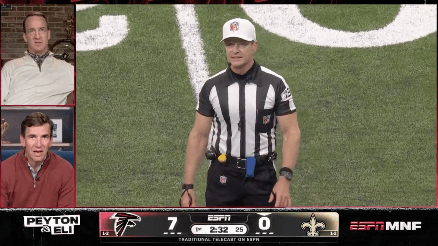Peyton Manning doesn’t seem happy about NFL referee cursing out Trey McBride