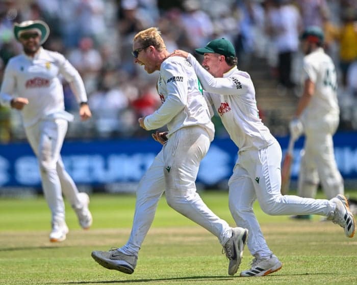 Australia collapse on final day as Simon Harmer spins South Africa to series win