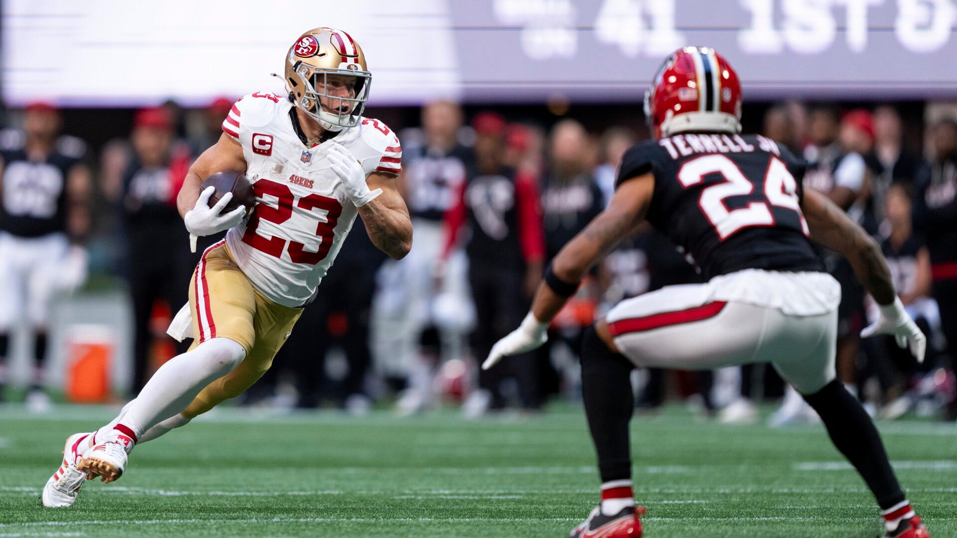 49ers lead at halftime despite offense struggling without Christian McCaffrey