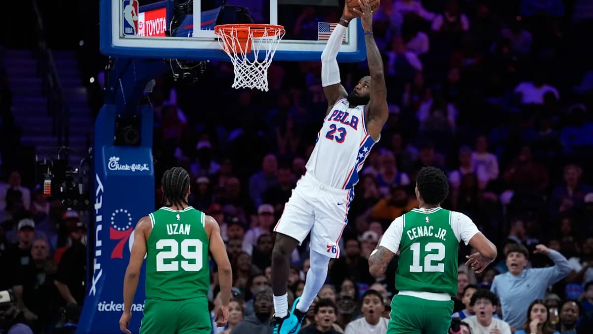 LeBron James makes home preseason debut for 76ers with well-rounded performance as Joel Embiid shines