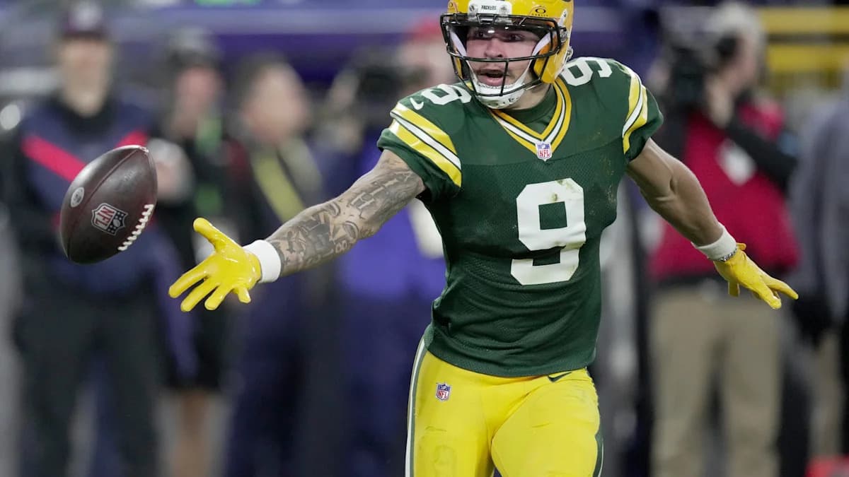 Christian Watson lets touchdown slip through his fingers