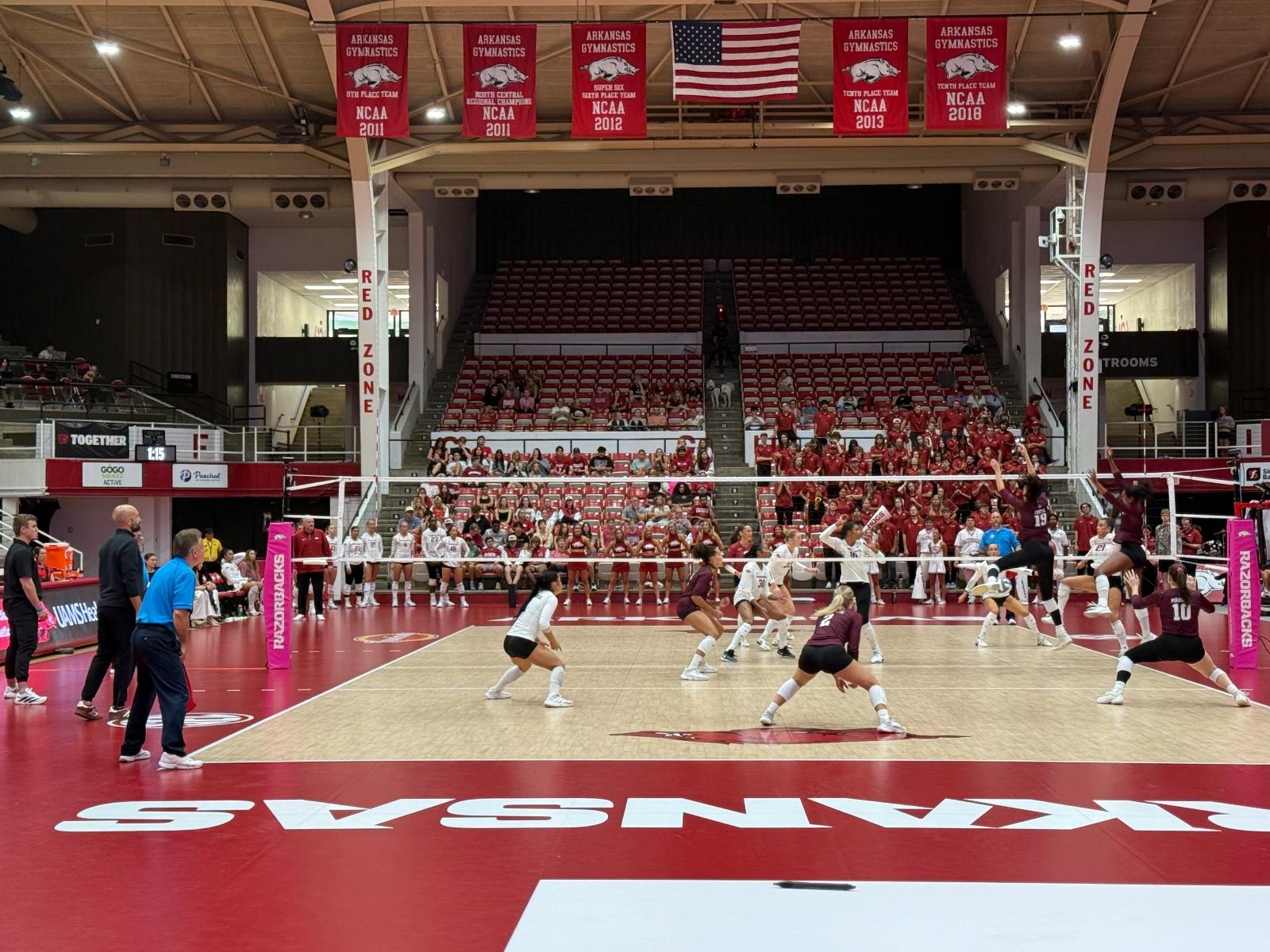 Arkansas Upsets No. 12 Texas A&M in Four Sets
