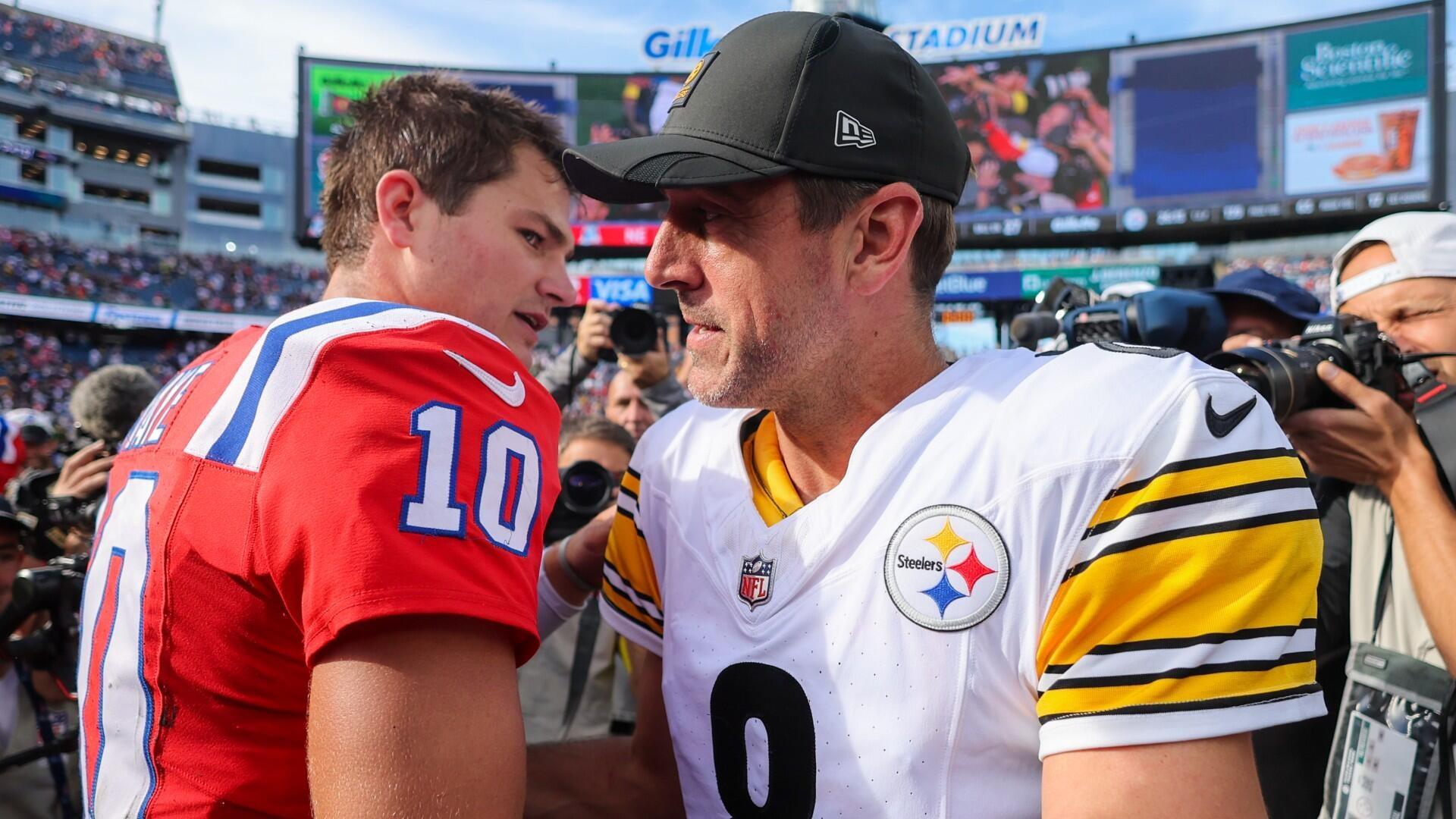 
                        Steelers vs. Patriots: How to watch Maye vs. Rodgers in New England, prediction
                    