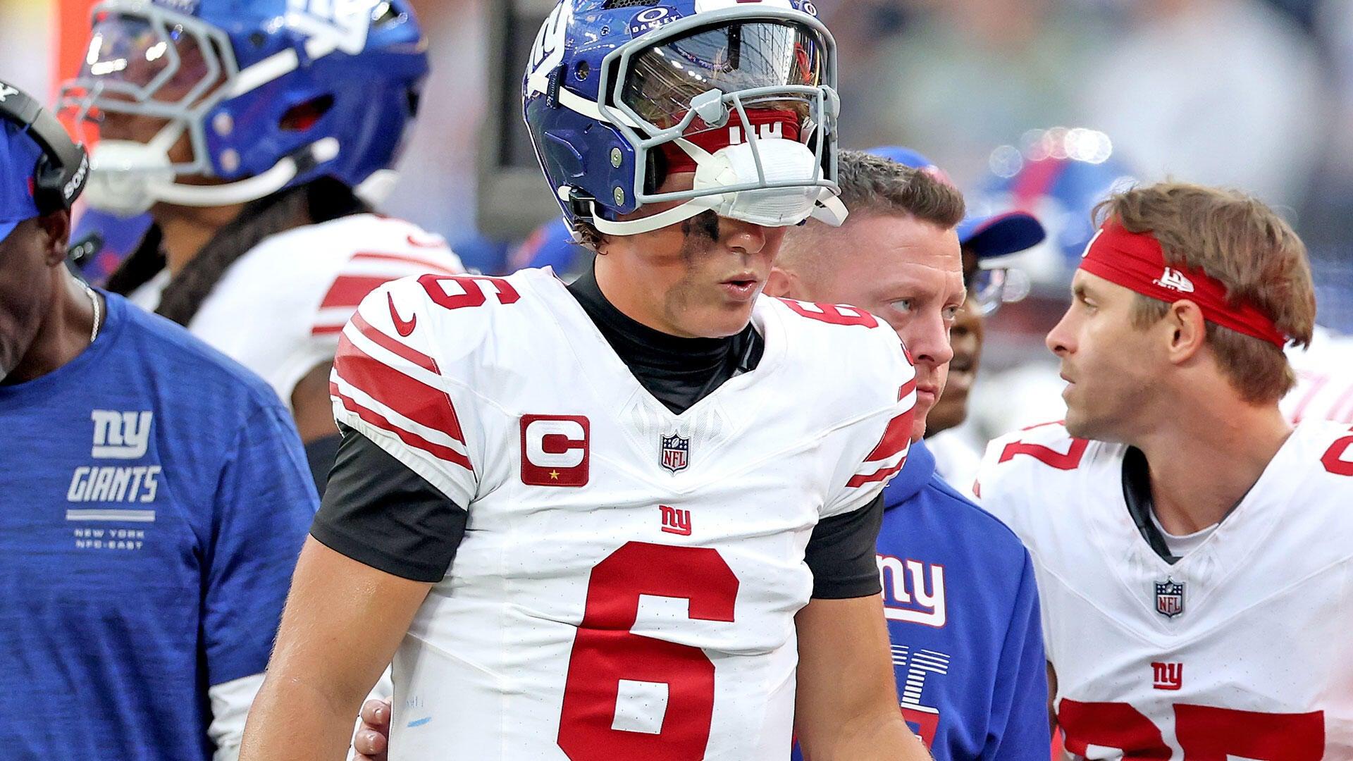 
                        Giants' Jaxson Dart expected to undergo knee surgery that will his 2026 season, per report
                    